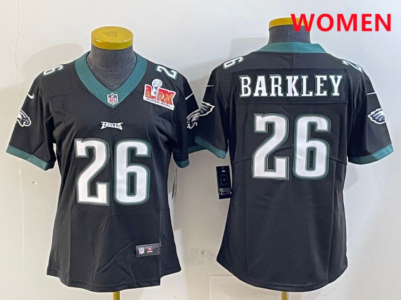 Women Philadelphia Eagles #26 Barkley Black Second generations 2025 Nike Vapor Limited NFL Jersey style 6->women nfl jersey->Women Jersey